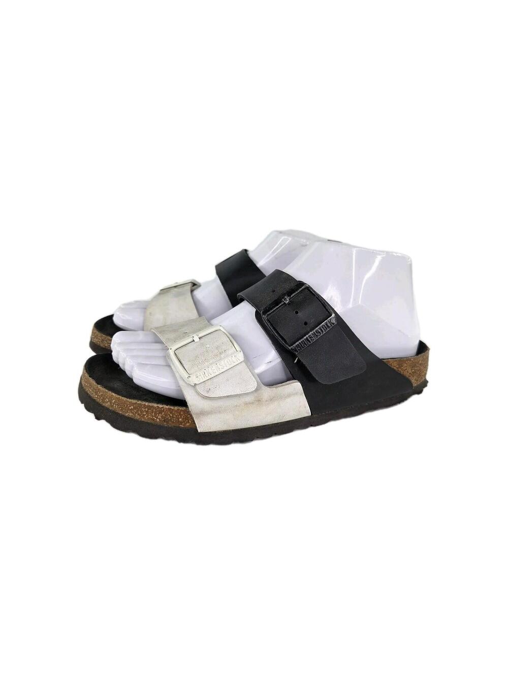 Birkenstock Women's Arizona Split sandals US 6 two-tone Black White Slide Shoes